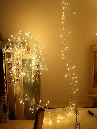 1 pièce Guirlande lumineuse de 50/100 LED en fil de cuivre, lumière décorative d'intérieur alimentée par USB avec télécommande, convient pour les chambres, les guirlandes de fleurs, les jardins, les fêtes, les fenêtres, les mariages, les arbres de Noël