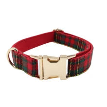 2pcs Adjustable Plaid Dog Collar With Bow Tie, Quick Release Buckle, Soft & Festive Plaid, Multiple Sizes Available, Holiday Pet Accessory, Dog Collar, Pet ID, Fashionable Pet Accessory, High-Quality Metal Hardware, Suitable For Small, Medium And Large Dogs, Pet Collar, Zinc Alloy Design, Durable - Red - View 5