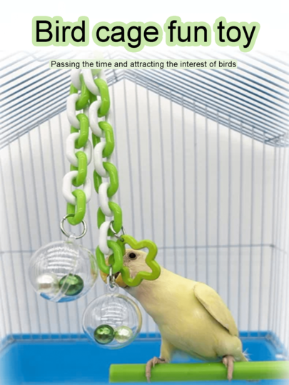 Parrot Toys Gnawing On Colored Beads, Transparent Hanging Ball, Birdcage Pendant, Climbing And Playing Bird Toys, Parrot Supplies, Bird Supplies, Bird Toys