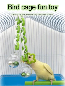 Parrot Toys Gnawing On Colored Beads, Transparent Hanging Ball, Birdcage Pendant, Climbing And Playing Bird Toys, Parrot Supplies, Bird Supplies, Bird Toys
