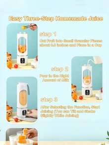 1pc 7.4V, 50W High Power Wireless USB Rechargeable Portable Juicer Blender, 450ml Large Capacity Auto Protection Juice Cup (Bottle Not Tightened Cannot Start), Baby Food Processor, On-The-Go Blender Cup, 3 Modes, Digital Display, 1500mAh Battery, Fresh Juice, Smoothie, Milkshake, Essential For Students, Home, Outdoor Travel (Automatically Shuts Off When Overheated, Needs To Cool Down Before Use), Halloween Gift, Christmas Gift - Multicolor - View 11