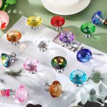 2/5/10pcs Crystal Glass Cabinet Door Knobs, Dresser Furniture Door Handles, Drawer Pulls, 30mm Diamond Shape Drawer Knobs, Suitable For Wardrobe And Cabinet, Cabinet Handles With Screws, Kitchen Drawer Pulls - Multicolor - View 6
