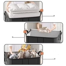 1 pièce Sac de rangement noir, sac mobile grande capacité, sac de pique-nique de camping, sac de rangement pour armoire, sac de rangement saisonnier pour vêtements, sac de rangement pliable et portable convenant pour la chambre, l''armoire, sous le lit, le salon