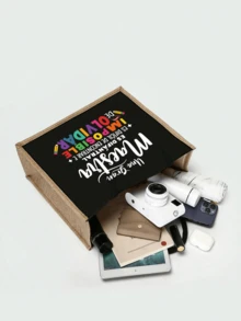 Set di due pezzi in lino nero, borsa in lino con stampa di lettere creative e portafoglio/borsa cosmetica, decorata con motivo a matita e stampa colorata di lettere, borsa shopping Dopamina, regalo di apprezzamento per gli insegnanti, borsa in lino da donna di grande capacità, regalo personalizzato per anniversario di matrimonio e compleanno degli amici, borsa in tela di moda da donna con bottone spesso, borsa in lino, regalo di Natale