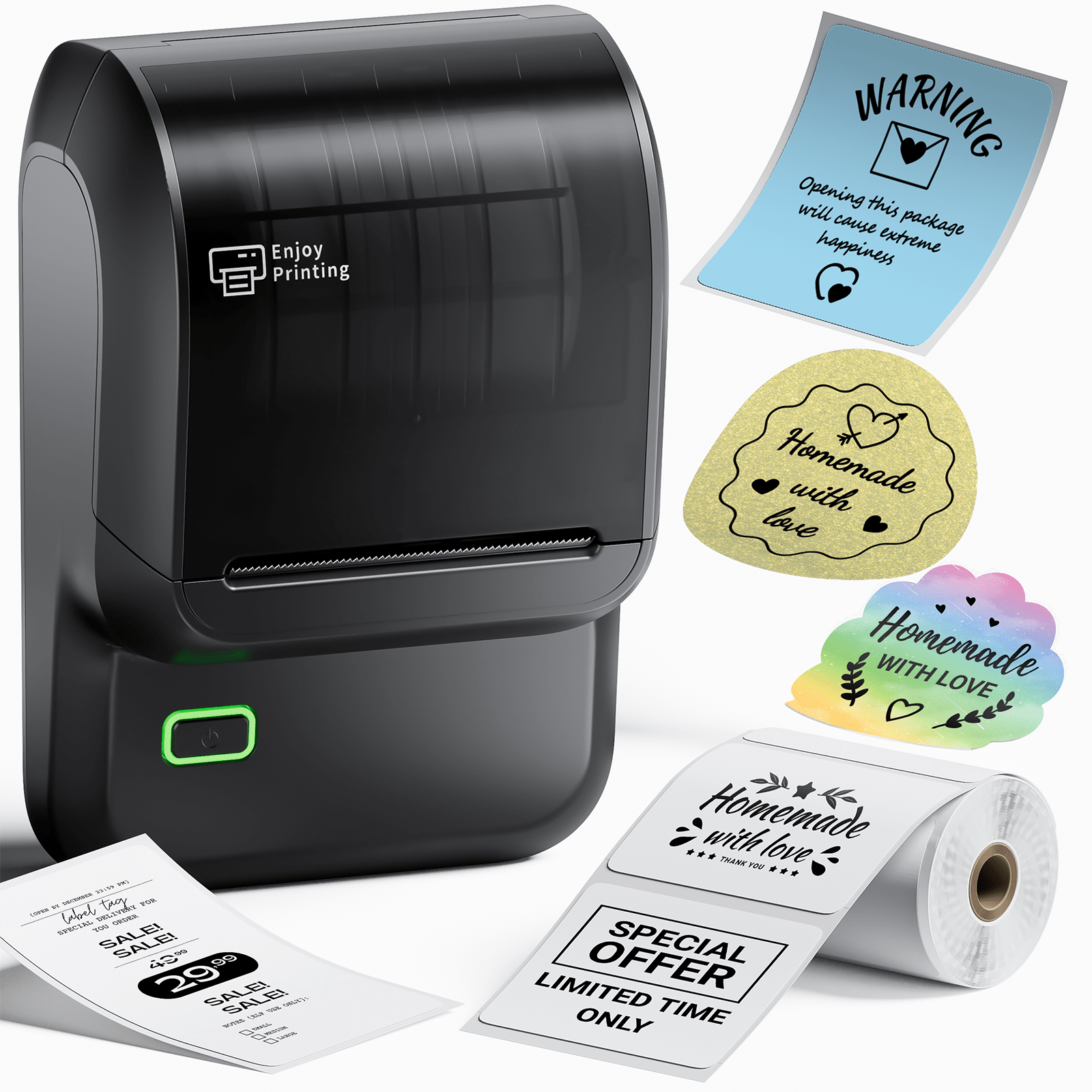 Phomemo M100 Label Maker Machine, Wireless Label Printer, Portable Sticker Label Printer,2 Inch Themal Sticker Printer For Home Use & Small Business, Compatible With IOS & Android Phone, With 1 Roll Label