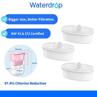 Waterdrop WD-PF-01A Plus Replacement Filters For All Waterdrop Tank Filtration System, NSF Certified, Last Up To 2 Months Or 757 L (Pack Of 3)