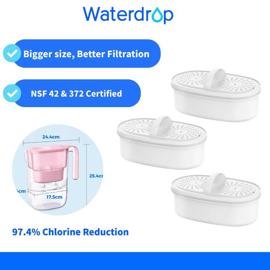 Waterdrop WD-PF-01A Plus Replacement Filters For All Waterdrop Tank Filtration System, NSF Certified, Last Up To 2 Months Or 757 L (Pack Of 3) - White - View 1