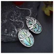 Women's Vintage Bohemian Dragonfly Drop Earrings - Oval Shell-Like Pendant Jewelry In Greenish-Blue, Lightweight Dangle Earrings For Beach Parties, Music Festivals, Casual Attire - Perfect Travel Souvenir Gift, Sparkly Earrings For Parties, Festival Accessories, Intricate Carvings - Nhiều màu - Xem 1