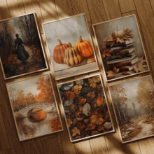 6 قطعة/مجموعة مطبوعات فنية خريفية قديمة | مجموعة من 6 مطبوعات خريفية | فن الحائط الخريفي | ديكور خريفي بألوان دافئة | مجموعة طباعة لعيد الشكر الموسمي | امرأة تسير في الغابة ، اليقطين ، كومة الكتب ، الجسر ، أوراق الخريف ، ممر الغابة | مؤطرة أو غير مؤطرة ، ديكور الغرفة ، ديكور المنزل ، ديكور بيت الطالب ، هدايا لزينة الحائط في الفندق ، المنزل ، غرفة المعيشة ، غرفة النوم ، الحمام والمكتب