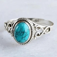 1 Artificial Turquoise Vintage Ring - The Perfect Anniversary/Birthday Gift For Your Loved One Classic Retro Ring, A Gift For Family And Friends - 藍色 - 查看 6