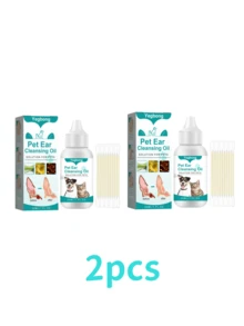 YEGBONG Cat And Dog Ear Drops 30ml, Cat And Dog Ear Cleaning Liquid, Special Ear Cleaning Liquid, Effectively Removes Earwax, Cleans Ear Canal Stains, Eliminates Odors, Including 10 Cotton Swabs