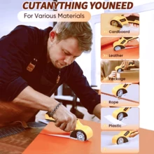 带LED灯的电动剪刀纸板切割机，无绳电动切割机，用于织物、地毯、皮革和塑料的旋转切割机 - 彩色 - 查看 9