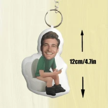 Customized Photo Keychain, Personalized Keychain, Customized With Pictures, Cute, Suitable For Father's Day, Mother's Day, Halloween, Christmas, Christmas Eve, Valentine's Day, Birthdays, Personalized Anniversaries - Squat Toilet - Multicolor - View 4