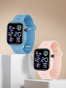 2 Stück/1 Stück Farbbildschirm Elektronische Uhr Koreanische Mode Coole Laterne für Jungen und Mädchen Paare Wald Elektronische Uhr, die beste Wahl für Halloween, Weihnachten, Valentinstag, Muttertag, Urlaubsgeschenke