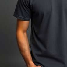 Comfortable Minimalist Printed T-Shirt - Lead Gray - View 5