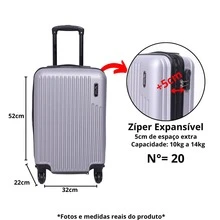 10kg Carry-On Suitcase With 360° Wheels For Airplanes Anac Expandable - 銀色 - 查看 3