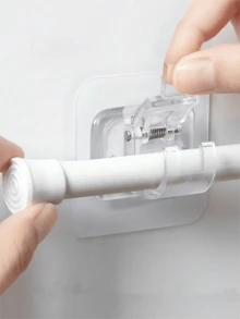 8 件透明免钻窗帘杆支架，壁挂式挂钩，自粘式窗帘杆固定架，可调节窗帘杆挂钩，适用于窗户、浴室、厨房、家居和酒店，无需钻孔 - 無色 - 查看 10