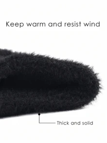 1 件女士 Y2K 猫耳毛绒针织帽，适合秋冬季日常佩戴 - 黑色 - 查看 4