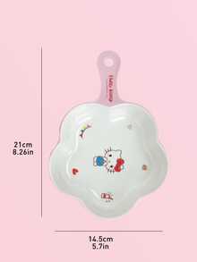 Hello Kitty Petal Dual-Color Rice Bowl, Fine Texture, Lightweight & Durable, Heat Resistant, Easy To Clean, Features Cute Patterns And Vertical Stripes On Bottom, Single Handle For Grip, Perfect For Daily Meals, Camping, Outdoor Activities, And Makes A Great Gift For Hello Kitty Fans Of All Ages