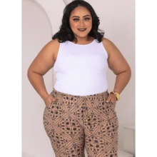 Kit 2 Calça Feminina Malha Fria Estampadas Senhora Plus Leve