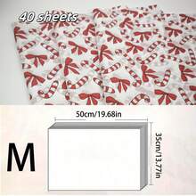 15/40 张圣诞风格糖果图案薄纸、手工包装纸、糖果和蝴蝶结设计、易碎物品保护、礼品盒填充、派对和节日装饰 - 圣诞节、节日、耐用包装、圣诞装饰、节日装饰、圣诞礼品包装纸