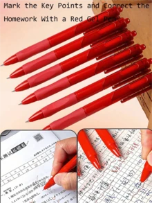 6/3/1 buah Pulpen Gel Merah, Pulpen Ballpoint Merah, Spidol Merah, Cocok Untuk Guru Memberi Nilai Tugas, Siswa Menandai Informasi Penting, Tulisan Halus, Aliran Tinta Konsisten, Perlengkapan Alat Tulis Sekolah, Pulpen Alat Tulis Siswa, Spidol. - Merah - View 7