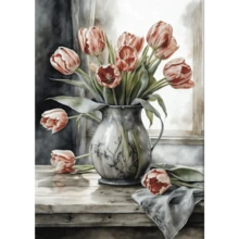 1 pieza Impresión artística en lienzo con inspiración vintage de estilo botánico - Póster de pared retro sin marco de flores y frutas en tonos suaves, arte de pared en lienzo vertical listo para colgar para la decoración de la sala de estar, dormitorio, oficina en casa, decoración de dormitorio - Multicolor - Ver 33