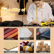 带LED灯的电动剪刀纸板切割机，无绳电动切割机，用于织物、地毯、皮革和塑料的旋转切割机 - 彩色 - 查看 10