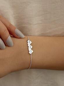 An Exquisite Laser Engraved Stainless Steel Custom Bracelet, Personalized And Unique Ideal Gift For Girlfriends, Mothers, Family And Friends - Silver - View 5