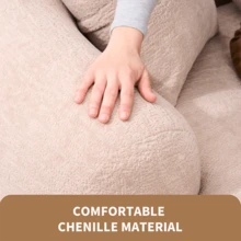 65" Curved Small Loveseat Sofa,Cozy Chenille Upholstered Couch With 3 Pillows,Modern Deep Seat Cloud Couch Memory Foam Compression Sofa,For Living Room Apartment Office,No Assembly Needed - 米色 - 查看 7