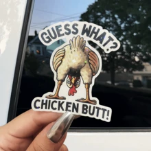 1/3 piezas ¡Qué trasero de pollo! Pegatinas de vinilo de dibujos animados - Resistentes al agua y autoadhesivas, perfectas para autos, portátiles, teléfonos y ventanas - Duraderas y fáciles de aplicar