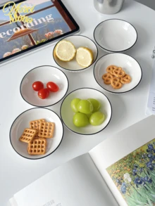 <Simplicity Served With Grace>, 8/6/4pcs Ceramic Round Small Dishes, Elegant High-End Plates For Afternoon Tea, Dipping Sauce, Condiment, Appetizer, Home Kitchen, Microwave Useable - Multicolor - View 8