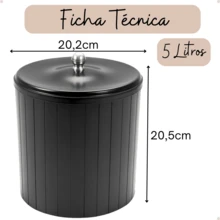 5 Liter Trash Can For Kitchen, Bathroom, Luxury White Gray And Black Sink - màu đen - Xem 4