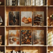 6 قطعة/مجموعة مطبوعات فنية خريفية قديمة | مجموعة من 6 مطبوعات خريفية | فن الحائط الخريفي | ديكور خريفي بألوان دافئة | مجموعة طباعة لعيد الشكر الموسمي | امرأة تسير في الغابة ، اليقطين ، كومة الكتب ، الجسر ، أوراق الخريف ، ممر الغابة | مؤطرة أو غير مؤطرة ، ديكور الغرفة ، ديكور المنزل ، ديكور بيت الطالب ، هدايا لزينة الحائط في الفندق ، المنزل ، غرفة المعيشة ، غرفة النوم ، الحمام والمكتب