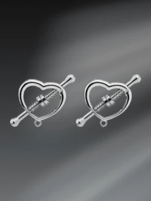 CIZME 1 Pair Fashion Stainless Steel Heart-Shaped Fake Nipple Rings, Suitable For Women's Daily Decoration, No Piercing Required, With Chain Clip, Adjustable, Body Jewelry, Fake Nipple Rings - Fake Nipple Ring - View 7