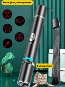 Multi-Muster Laser Katzenspielzeug - Mit Schwarzlicht-Detektor, Hochleistungs-Laserpointer, Haustiertraining & Katzen-Interaktionsspielzeug, Aluminiumlegierung Gehäuse robust, USB wiederaufladbar, 5 Muster für einfache Katzenbeteiligung, Bildschirmanzeige, Technik, Katzeninteraktion, Outdoor-Verwendung, Astronomie, Drehgetriebe-Musterwechsel