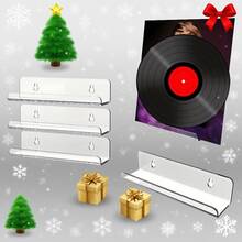 4件套亚克力黑胶唱片展示架 - 壁挂式黑胶唱片架，带挂钩，经典家居装饰，适用于客厅、卧室、办公室、音乐专辑、圣诞装饰