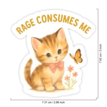 1 miếng dán hình mèo con giận dữ buồn cười Rage Consumes Me, miếng dán vinyl hài hước về sức khỏe tâm thần, quà tặng động vật dễ thương, miếng dán ốp lưng điện thoại hình chai nước máy tính xách tay châm biếm, phụ kiện hoàn hảo cho mọi người muốn thể hiện sự hài hước và thái độ hỗn loạn của mình trước những thử thách của cuộc sống - Nhiều màu - Xem 2