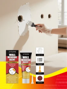 2pcs Wall Repair Kit - Wall Putty, Wall Repair Paste, White Wall Restoration Latex Paint, Crack Filler, Easy Application, Smooth Finish, Waterproof, Anti-Mold, Anti-Moisture, Suitable For Wall Peeling, Nail Holes, Graffiti, Mold, Cracks