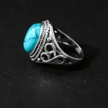 1 Artificial Turquoise Vintage Ring - The Perfect Anniversary/Birthday Gift For Your Loved One Classic Retro Ring, A Gift For Family And Friends - 藍色 - 查看 3