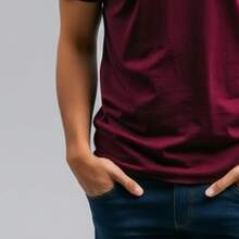 Comfortable Minimalist Printed T-Shirt - Granate - Ver 5