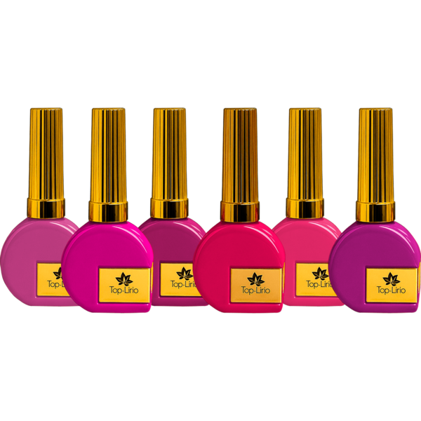 Kit 6 Esmalte Gel Led Uv Lirio Nail Gel Soak Off Color Coat 18ml Uv/Led Cores Novas Vivas E Vibrantes