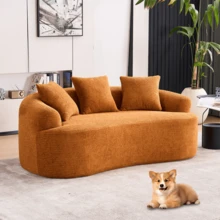 65" Curved Small Loveseat Sofa,Cozy Chenille Upholstered Couch With 3 Pillows,Modern Deep Seat Cloud Couch Memory Foam Compression Sofa,For Living Room Apartment Office,No Assembly Needed - trái cam - Xem 5