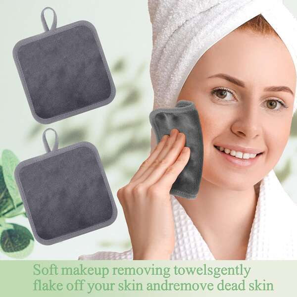 12pcs/6pcs/2pcs Reusable Makeup Remover Towel, Washable Makeup Remover For Ladies, Makeup Remover Cloth For Face, Eyes, Lips-Reusable Makeup Remover Pad Soft Cleansing Cloth,