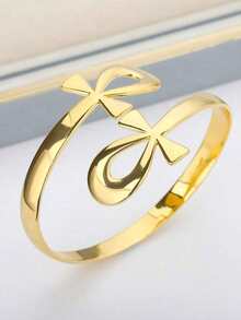 1 Peça Bracelete de Pulso Vintage Ankh Cross para Mulheres e Homens, Banhado a Ouro 18K em Aço Inoxidável, Bracelete Cruzado, Joia de Religião Egípcia