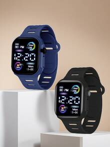 2 Stück/1 Stück Farbbildschirm Elektronische Uhr Koreanische Mode Coole Laterne für Jungen und Mädchen Paare Wald Elektronische Uhr, die beste Wahl für Halloween, Weihnachten, Valentinstag, Muttertag, Urlaubsgeschenke