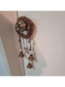 1 pieza, Campana de ratán retro hecha a mano, campana colgante de enredadera bohemia para pared, campana de viento de enredadera, decoración de asa, campana de cuerda, campana de oración colgante, campana de enredadera para puerta, campana colgante de enredadera natural, campana de viento calmante