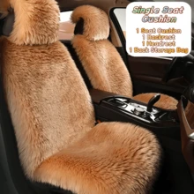Thick Plush Car Front Single Seat Cushion - Stylish And Warm Plush Seat Covers With Backrest And Storage Pocket For Driver And Passenger - Universal Fit For Fall And Winter Auto Accessories