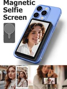 1pc Smart Magnetic Wireless Phone Vlog Selfie Monitor Screen. Compatible With Multiple Systems, Wireless Real-Time Mirroring Of Phone Screen, 1080P HD Clarity, Suitable For Selfie, Live Streaming And Vlog. - Multicolor - View 2
