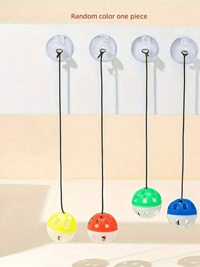 Brinquedos interativos para gatos (cor aleatória): bolas de sino de lagarto com ventosas e cordas - mantenha seu gato entretido! A cor da ventosa é aleatória.